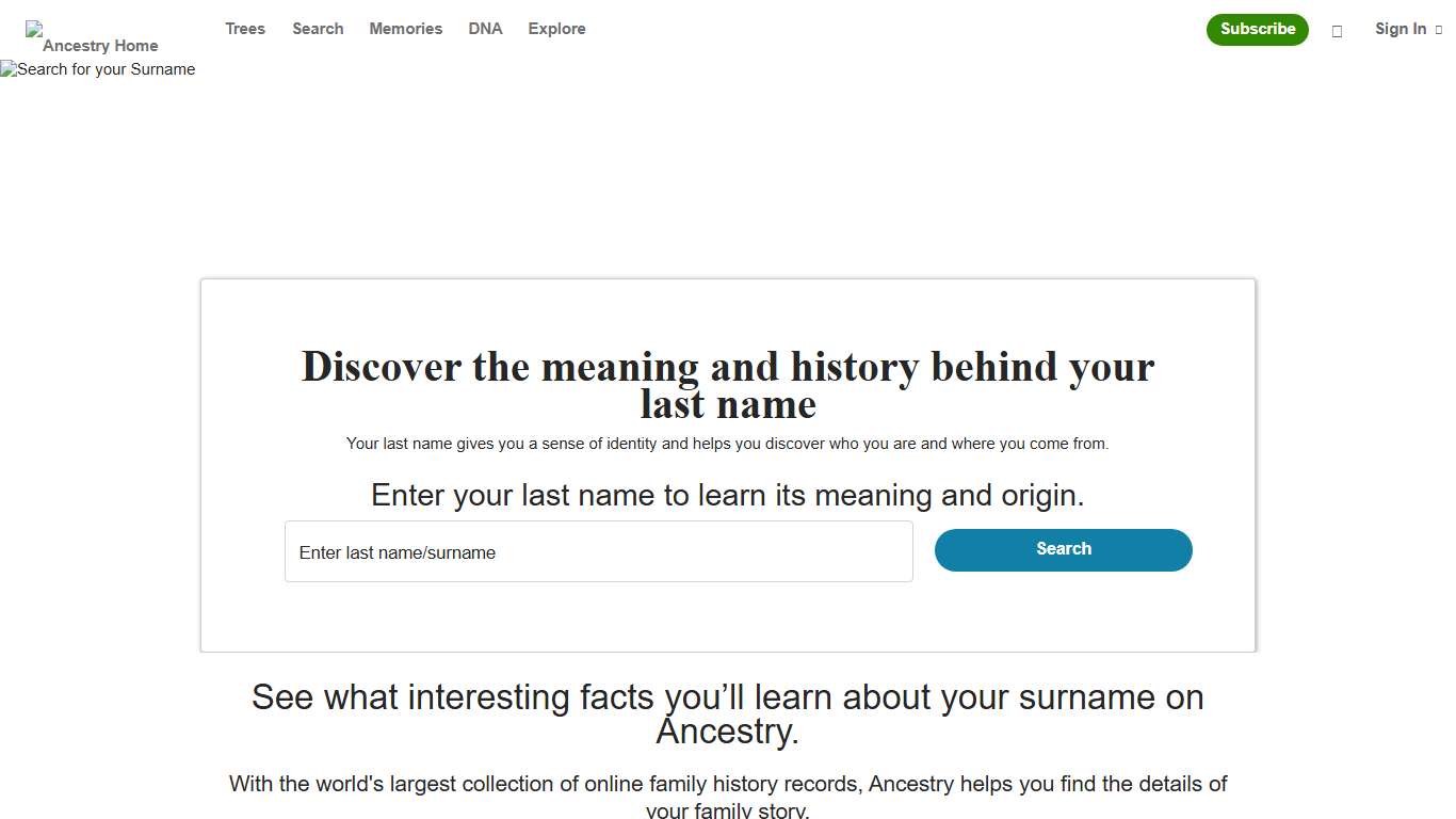 Last Name Meanings and Origins Search Surnames at Ancestry.com®